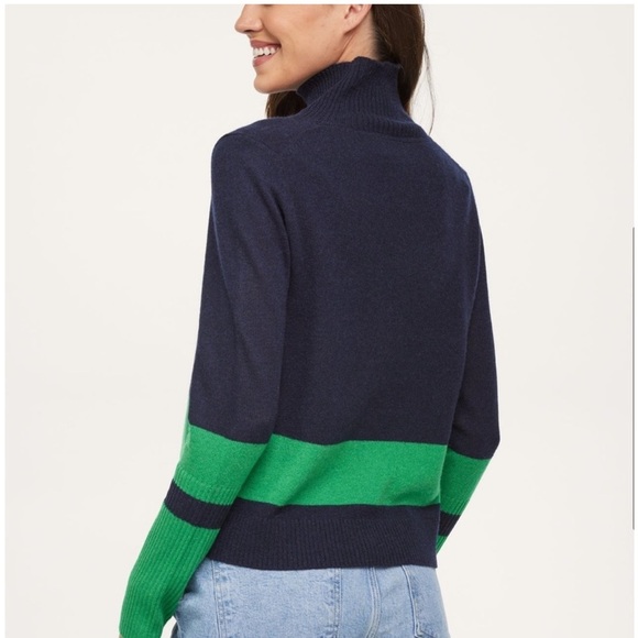 Filoro Addison Cashmere Striped Turtleneck Sweater NWT - Picture 4 of 5